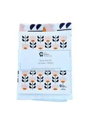 Spruce: Spring Tulip SET (50% Linen Teatowel + SPRUCE Dishcloth) Design by Lemonni