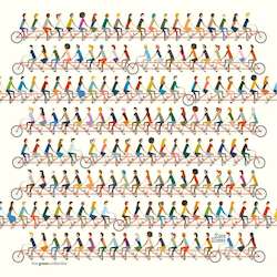 Hank: HANK - 8. TANDEM BIKES by Kate Rhees | Organic Cotton Handkerchief