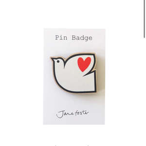 Pins Brooches: Dove Brooch - Wooden Pin