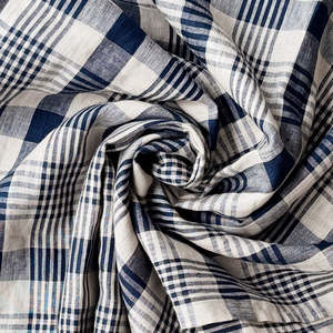 Plaid Organic Linen Scarf / Sarong Accessory | 100% Linen | FREE Shipping