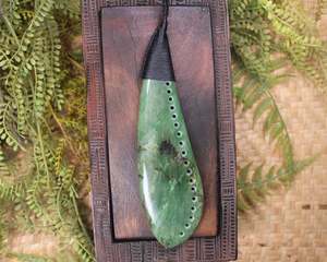 NZ Greenstone XXLarge Roimata Pendant (BH420) Hapopo Pounamu