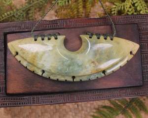 NZ Greenstone XLarge Kōuma Breastplate Pendant (BM544) Flower Jade Pounamu
