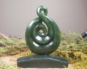 NZ Greenstone Koru Twist Sculpture (BM733) Hapopo Pounamu