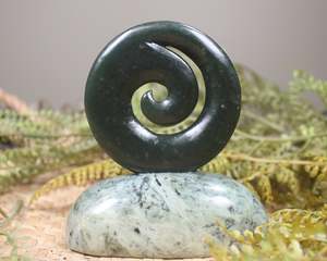 Pounamu Sculptures Touchstones: NZ Greenstone Koru Sculpture (BM734) Rimu Pounamu