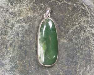 NZ Greenstone Medium Sterling Silver Pendant (BM515) Hapopo Pounamu