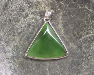 NZ Greenstone Medium Sterling Silver Pendant (BM572) Hapopo Pounamu