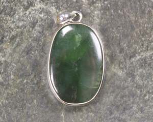 NZ Greenstone Medium Sterling Silver Pendant (BM561) Hapopo Pounamu