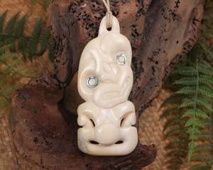 NZ Whale Bone XLarge Hei Tiki Pendant (MM028) NZ SALE ONLY