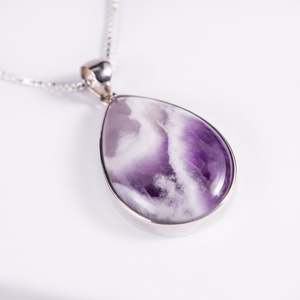 Chevron Amethyst Sterling Silver Pendant (S526)