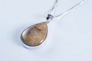 Gemstone Necklace: Rutile Quartz Sterling Silver Pendant (S061)