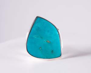Gemstone Jewellery: Kingman Mine Turquoise XLarge Sterling Silver Ring S8 (S588)