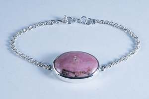Rhodonite Sterling Silver Bracelet (AZ084)