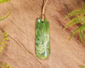 Specials: NZ Greenstone Small Freeform Roimata Pendant (BN597) Flower Jade Pounamu