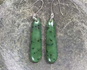 NZ Greenstone Small Roimata Earrings (BM266) Hapopo Pounamu
