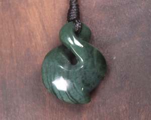 Pendants: NZ Greenstone Small Twist Pendant (BH711) Kawakawa Pounamu