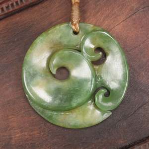 NZ Greenstone Medium Koru Pendant (BP333) Flower Jade Pounamu