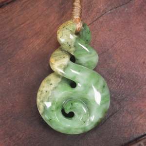 NZ Greenstone Small Koru Twist Pendant (BP522) Flower Jade Pounamu