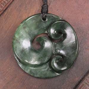 NZ Greenstone Medium Koru Pendant (BP335) Kawakawa Pounamu