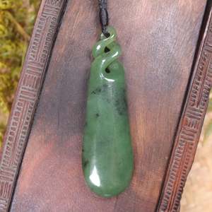 NZ Greenstone Large Roimata with Twist Pendant (BP146) Hapopo Pounamu