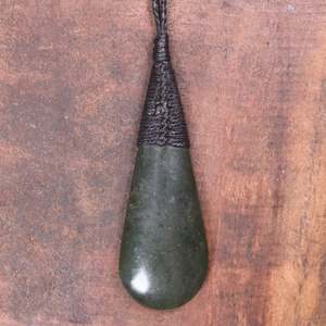 NZ Greenstone Medium Roimata Pendant (BP176) Rimu Pounamu