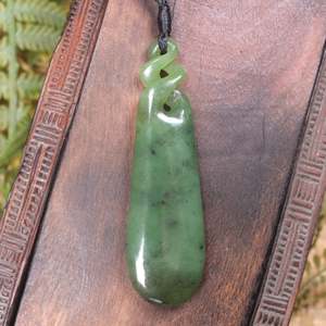 NZ Greenstone Large Roimata with Twist Pendant (BP149) Hapopo Pounamu