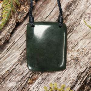 NZ Greenstone Small Freeform Shield or Breastplate Pendant (BP314) Kawakawa Pounamu