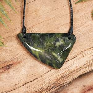 NZ Greenstone Medium Freeform Shield or Breastplate Pendant (BP294) Douglas Creek Pounamu
