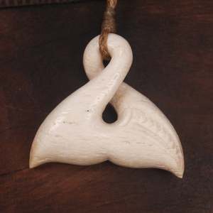 NZ Whale Bone Small Whale Tail Pendant (BP044) NZ SALE ONLY