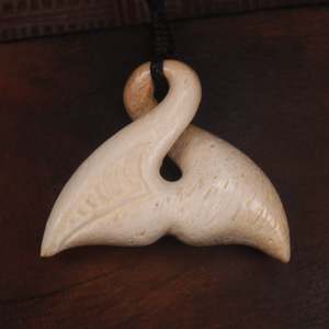 NZ Whale Bone Small Whale Tail Pendant (BP046) NZ SALE ONLY