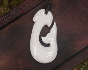 NZ Bone Medium Whale Tail Pendant (BM787)