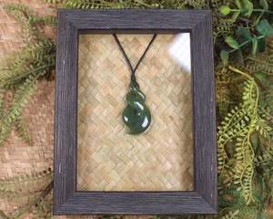 Twist: NZ Greenstone Framed Twist Pendant (BM649) Hapopo Pounamu