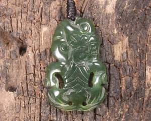 NZ Greenstone Small Hei Tiki Pendant (BK841) Tangiwai Pounamu