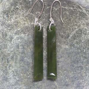 NZ Greenstone Small Roimata Earrings (BT228) Rimu Pounamu