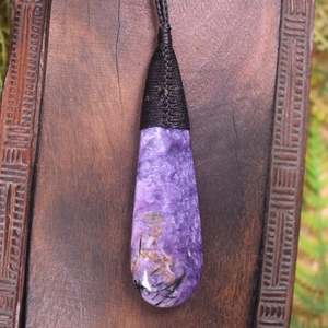 Gemstone Necklace: Charoite Medium Roimata Pendant (BP713)