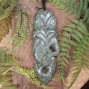 Pounamu Manaia Niho: NZ Greenstone XXLarge Manaia Pendant (BP697) Hapopo Pounamu