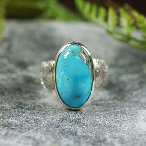 Kingman Mine Turquoise Sterling Silver Ring S7 (S601)