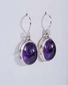 Gemstone Jewellery: Amethyst Sterling Silver Earrings (AH706)