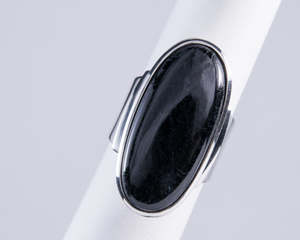 Black Tourmaline Sterling Silver Ring Size 10 (AH772)