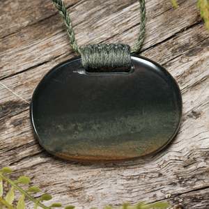 Other Jewellery Designs: NZ Greenstone Small Kōuma Breastplate Pendant (BM668) Kawakawa Pounamu