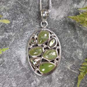 Necklaces: NZ Greenstone Small Sterling Silver Pendant (BX236) Hapopo Pounamu