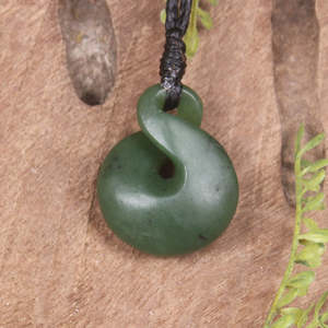 Necklaces: NZ Greenstone XSmall Twist Pendant (BX100) Hapopo Pounamu