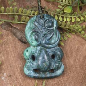 Hei Tiki: NZ Obay Stone Medium Hei Tiki Pendant (BX056)