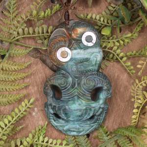 Hei Tiki: NZ Obay Stone XLarge Hei Tiki Pendant (BX064)