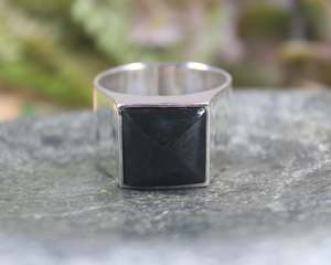 NZ Greenstone Faceted Sterling Silver Ring S11 (AZ209) Kawakawa Pounamu