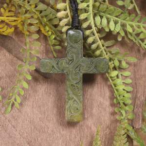 Other Jewellery Designs: NZ Greenstone Small Cross Pendant (CA529) Flower Jade Pounamu