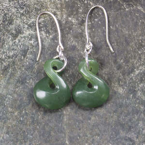 Twist: NZ Greenstone Small Twist Earrings (BT175) Hapopo Pounamu