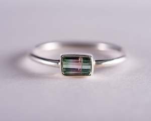 Gemstone Jewellery: Watermelon Tourmaline Sterling Silver Ring US6 (BM596)