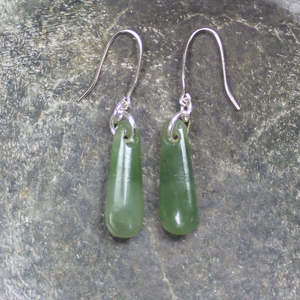 Earrings: NZ Greenstone XSmall Roimata Earrings (CB006) Hapopo Pounamu