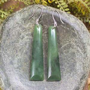 NZ Greenstone Large Toki Earrings (CB032) Hapopo Pounamu