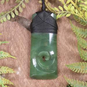 NZ Greenstone Medium Toki with Koru Pendant (BP364) Hapopo Pounamu